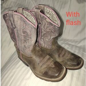 Dan Post Kids Pink Brown Leather Western Cowboy Boots 2947 Size 1D‎